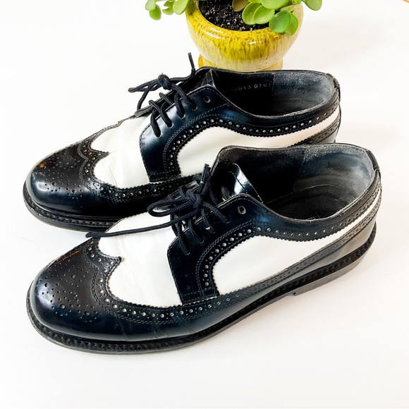 Vintage Shoes - Vintage Leather Brentano Oxford Spectator Lace Up Loafers! Unisex!